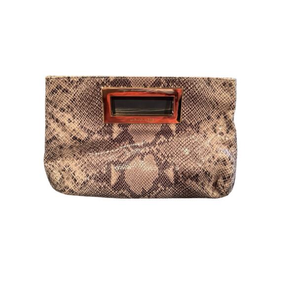 Michael Kors Beige Python Berkeley clutch - Picture 3 of 4